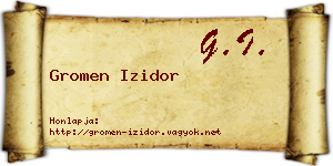 Gromen Izidor névjegykártya